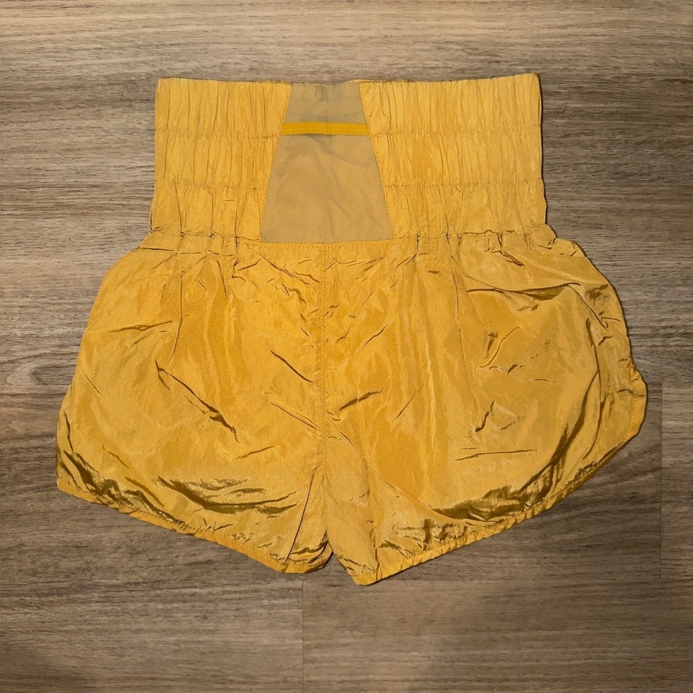 FP Movement The Way Home Shorts Mustard Yellow High Waist Smocked Athletic XS - Picture 6 of 8